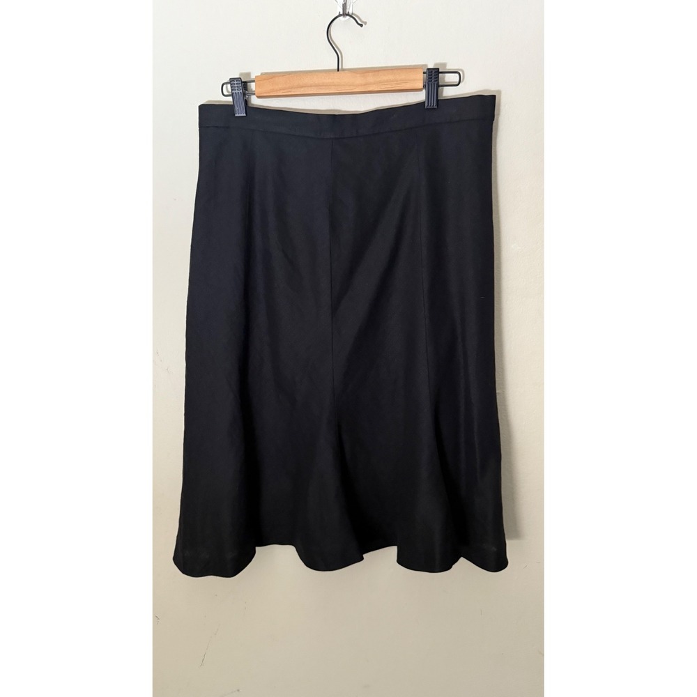 Chaps Black Linen Blend A-Line Midi Skirt Career Casual Size 10